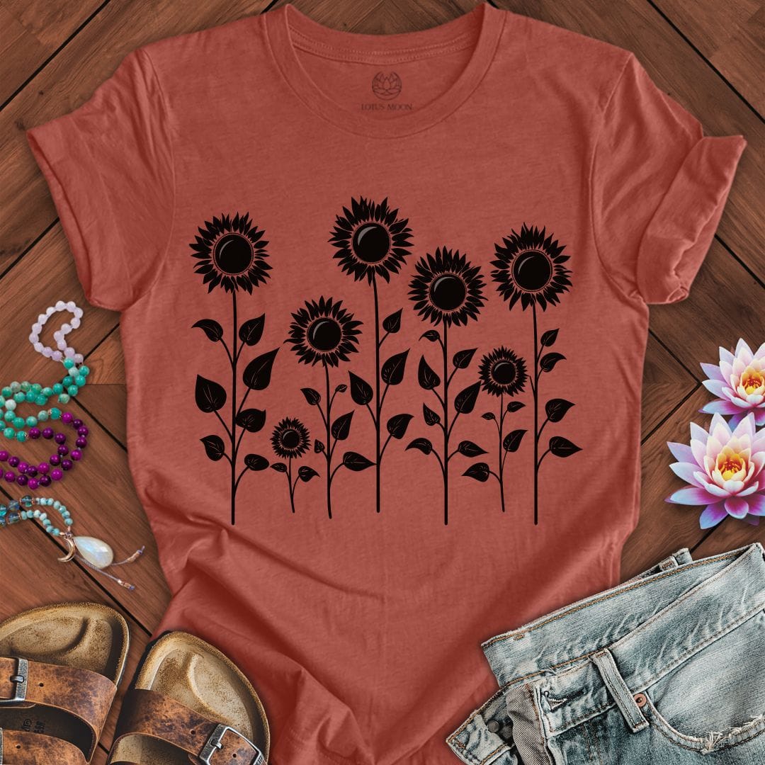 Printify T-Shirt Fall Sunflowers Tee Heather Clay / S