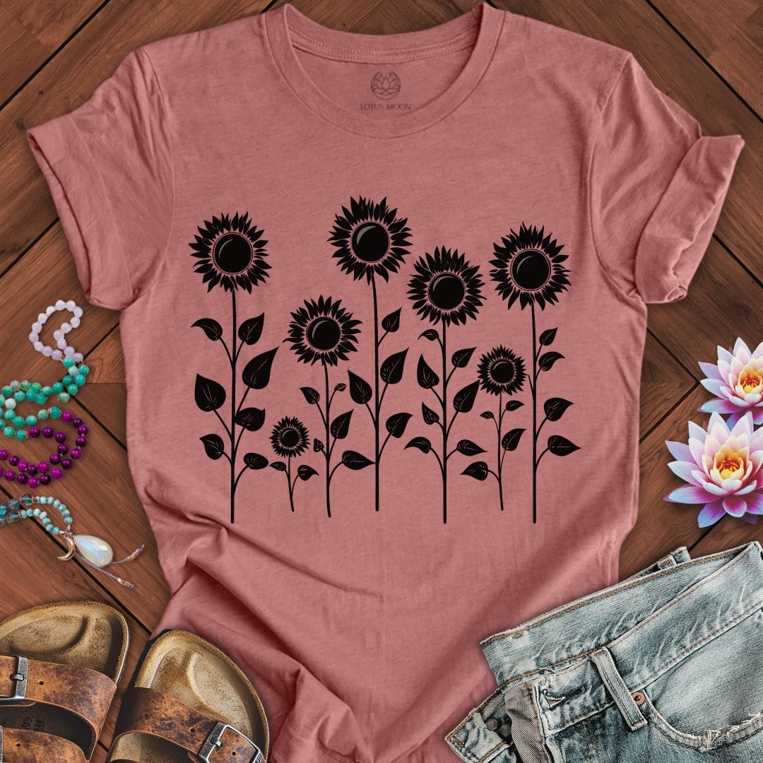 Printify T-Shirt Fall Sunflowers Tee Heather Mauve / S