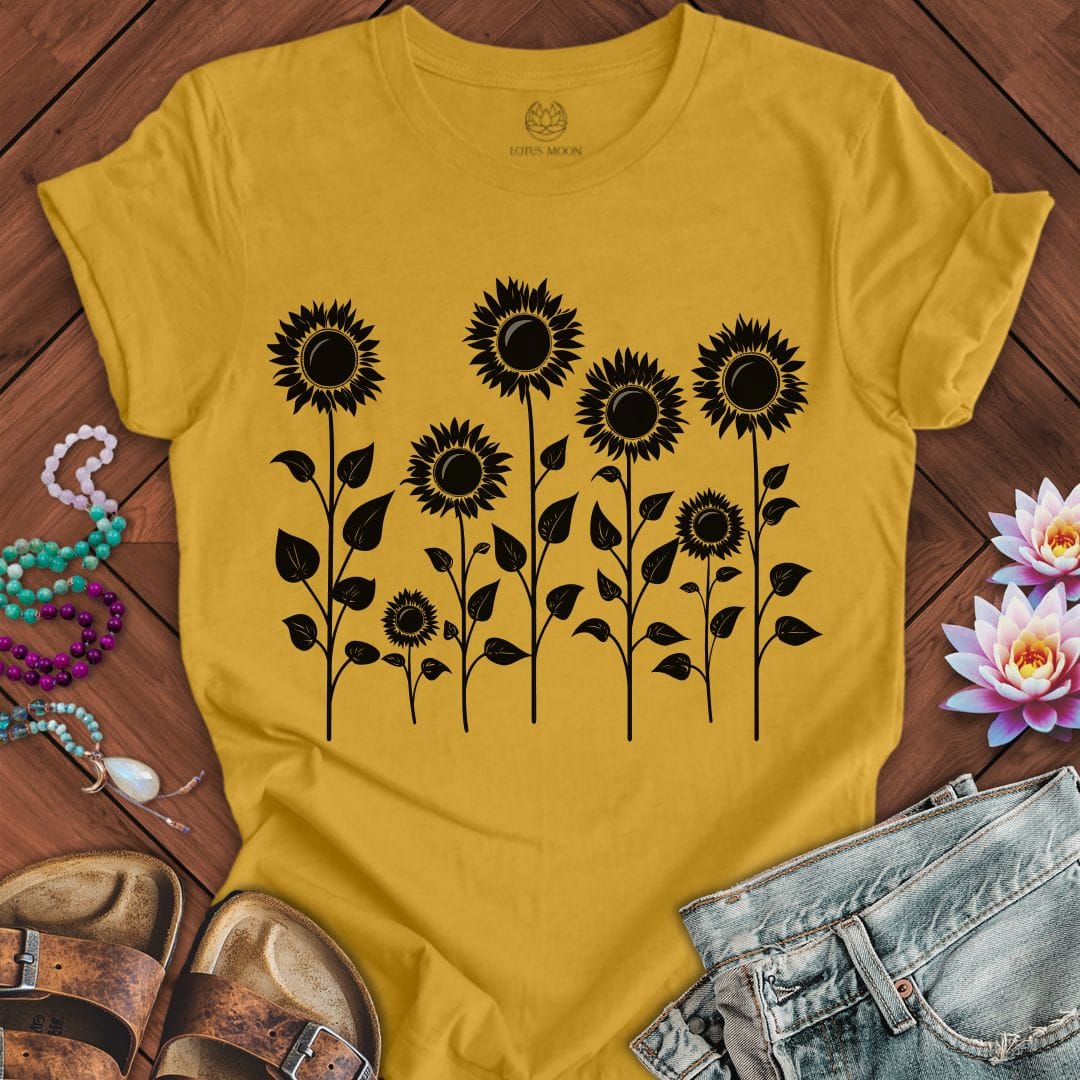 Printify T-Shirt Fall Sunflowers Tee Heather Mustard / S