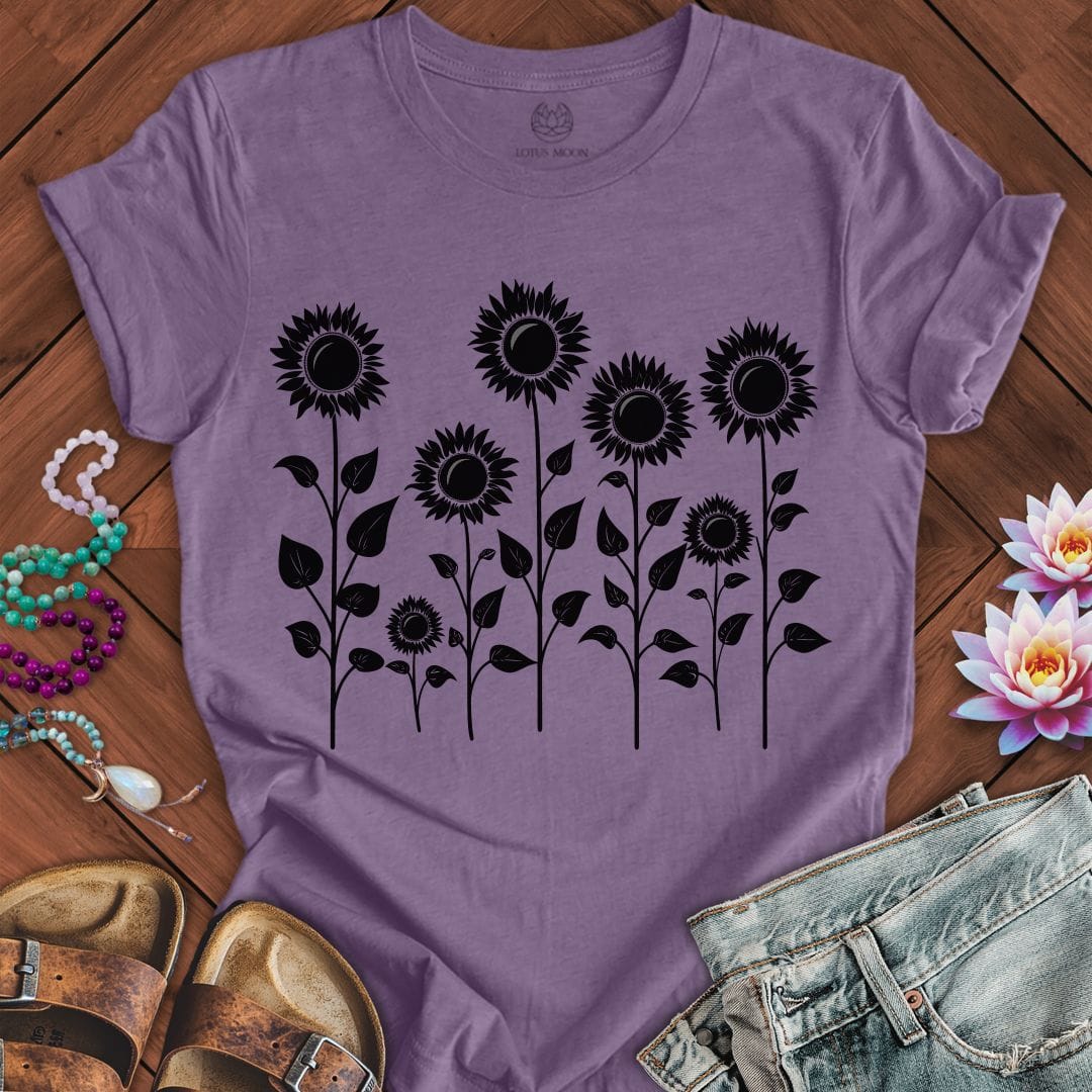 Printify T-Shirt Fall Sunflowers Tee Heather Purple / S