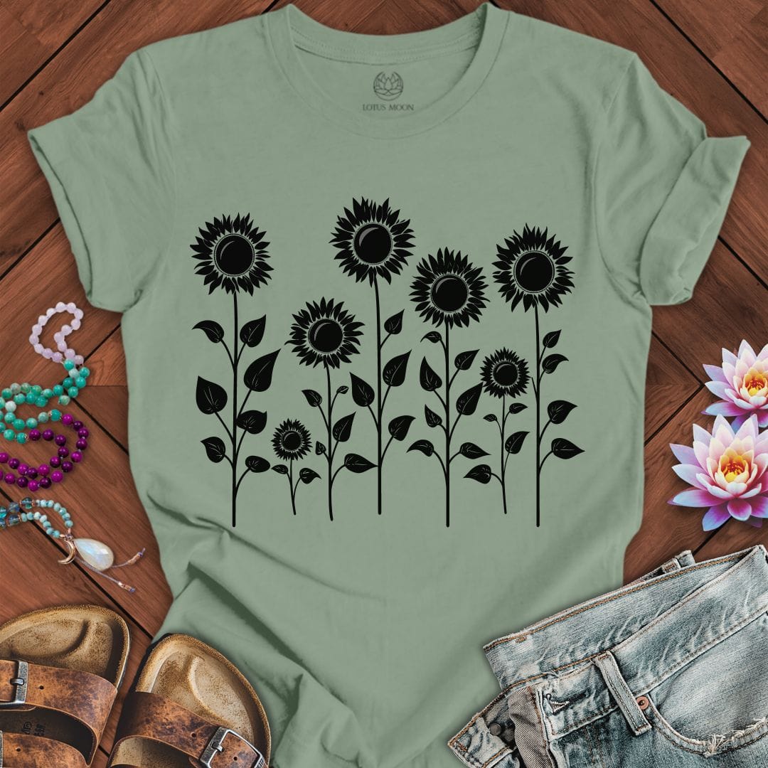 Printify T-Shirt Fall Sunflowers Tee Sage / S