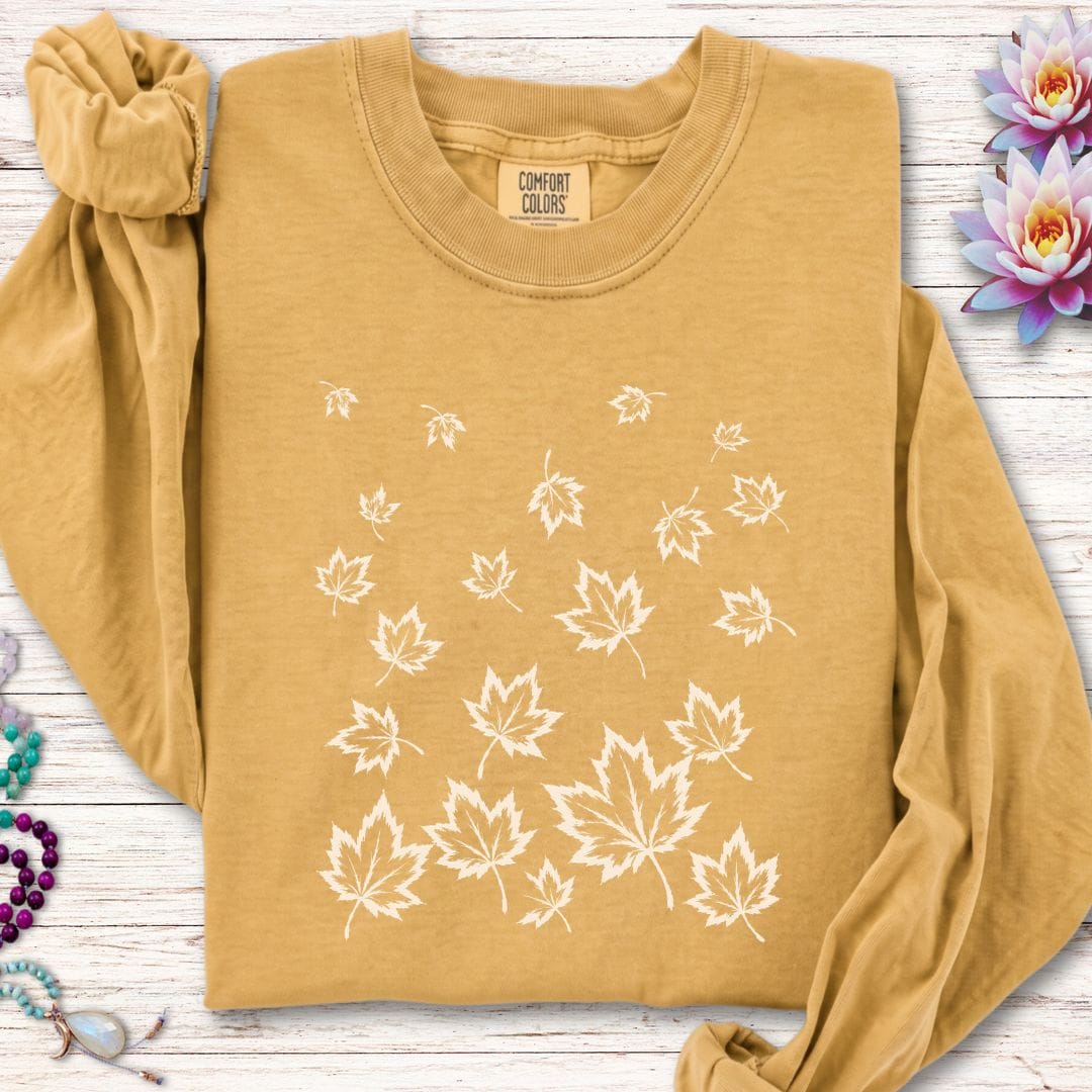 Falling Leaves Long Sleeve Tee Mustard