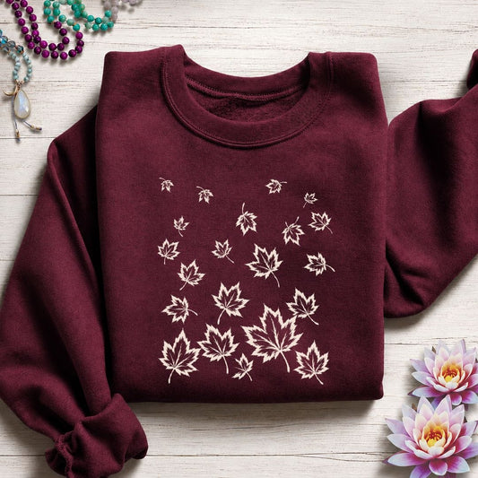 Falling Leaves Sweatshirt Maroon