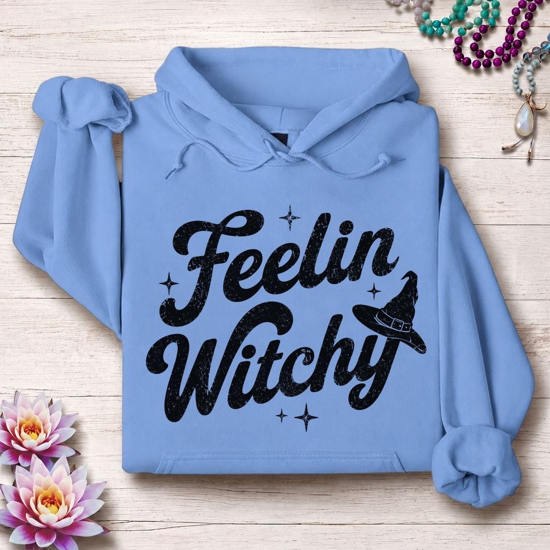 Printify Hoodie Feelin Witchy Hoodie Carolina Blue / S