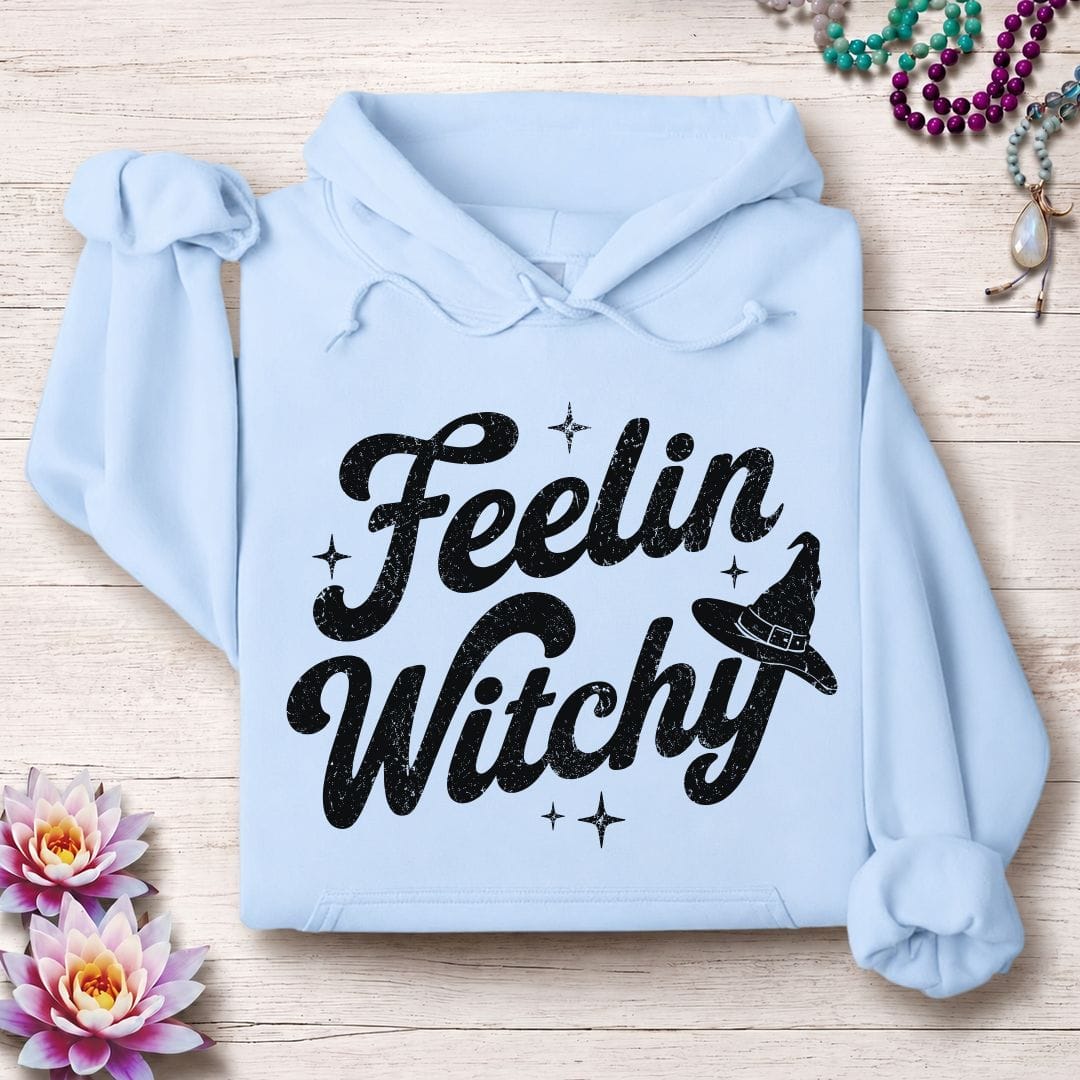Printify Hoodie Feelin Witchy Hoodie Light Blue / S