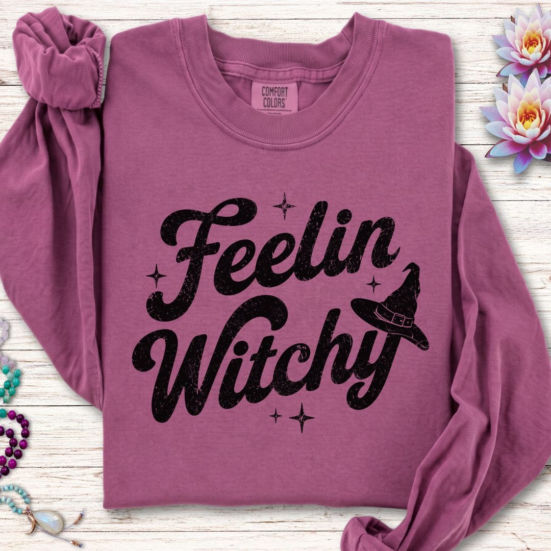 Printify Long-sleeve Feelin Witchy Long Sleeve Tee Berry / S