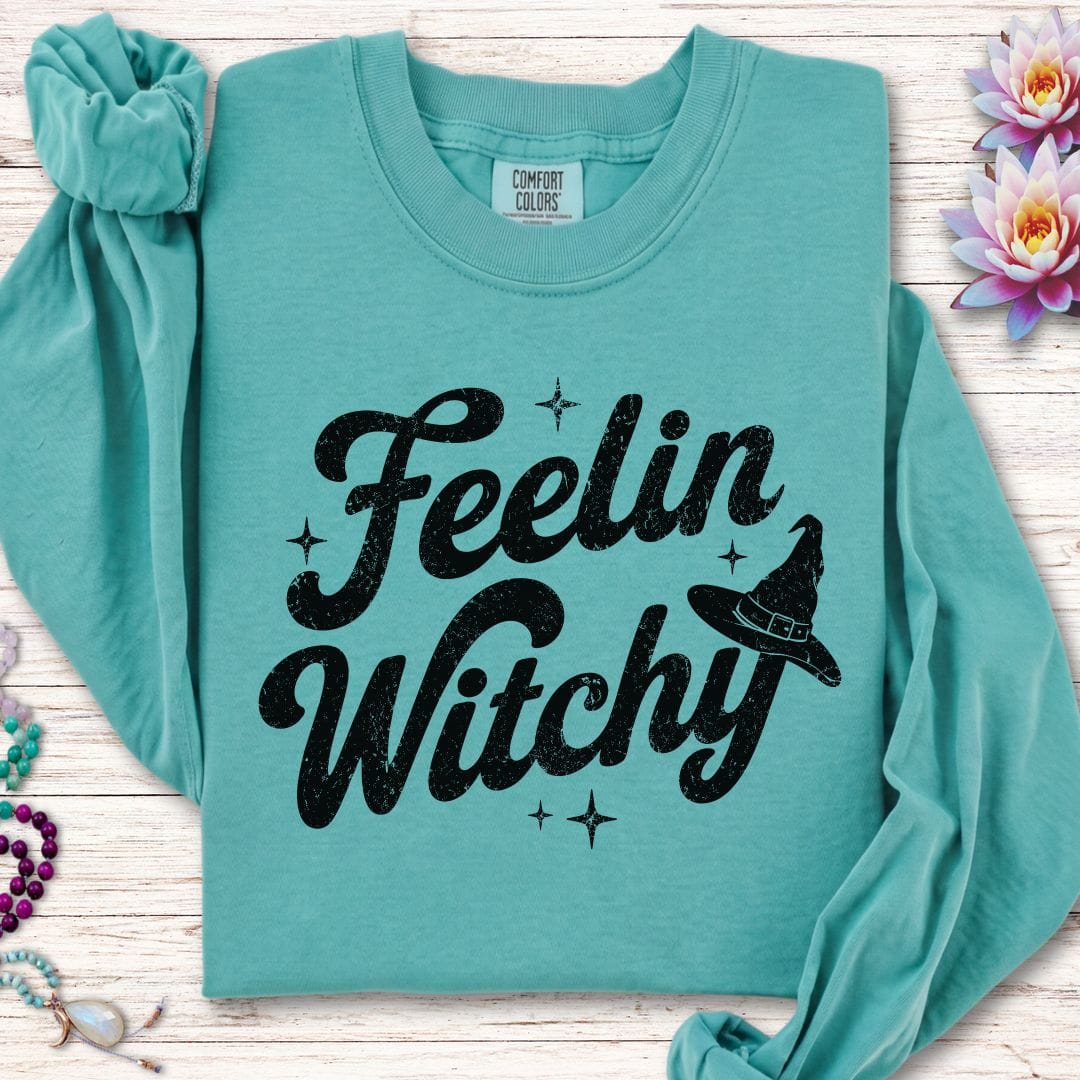 Printify Long-sleeve Feelin Witchy Long Sleeve Tee Seafoam / S