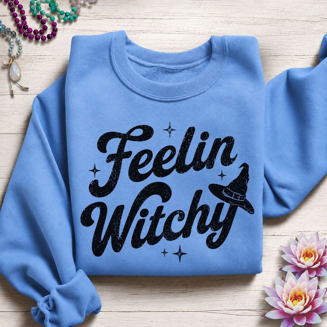 Printify Sweatshirt Feelin Witchy Sweatshirt Carolina Blue / S