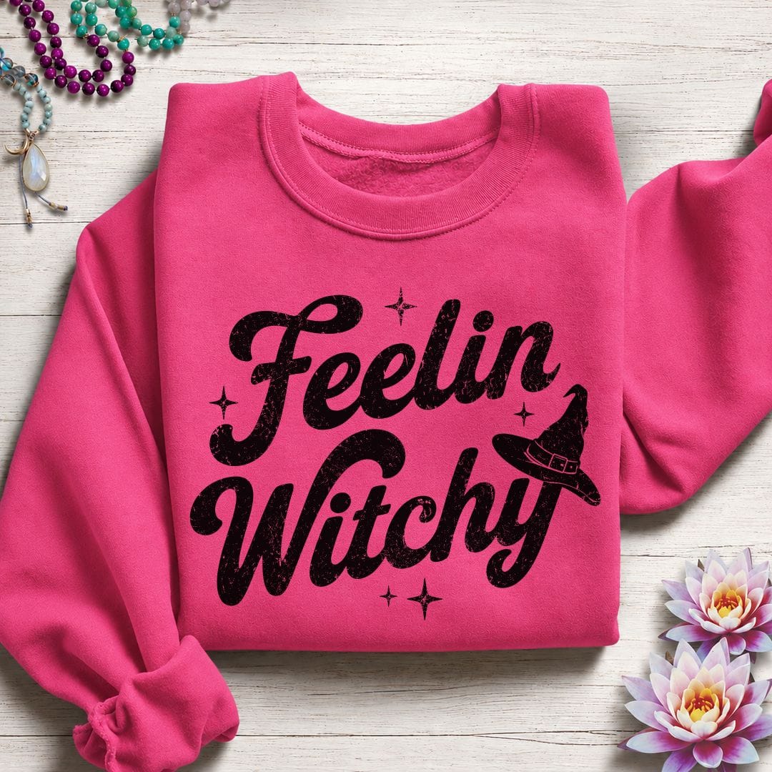 Printify Sweatshirt Feelin Witchy Sweatshirt Heliconia / S