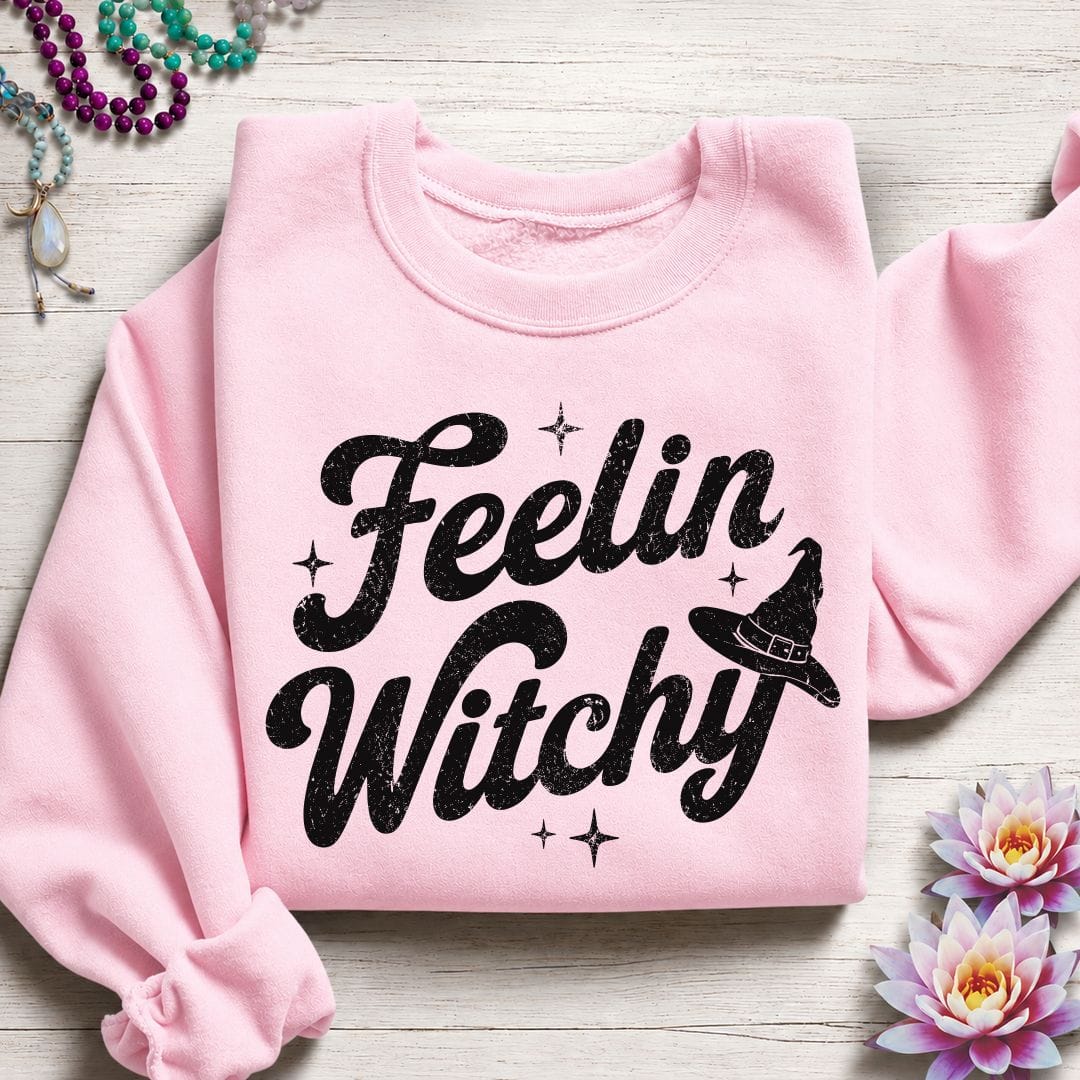 Printify Sweatshirt Feelin Witchy Sweatshirt Light Pink / S