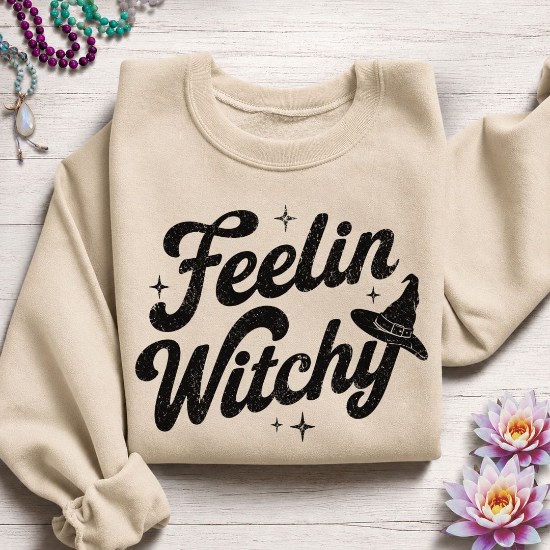 Printify Sweatshirt Feelin Witchy Sweatshirt Sand / S