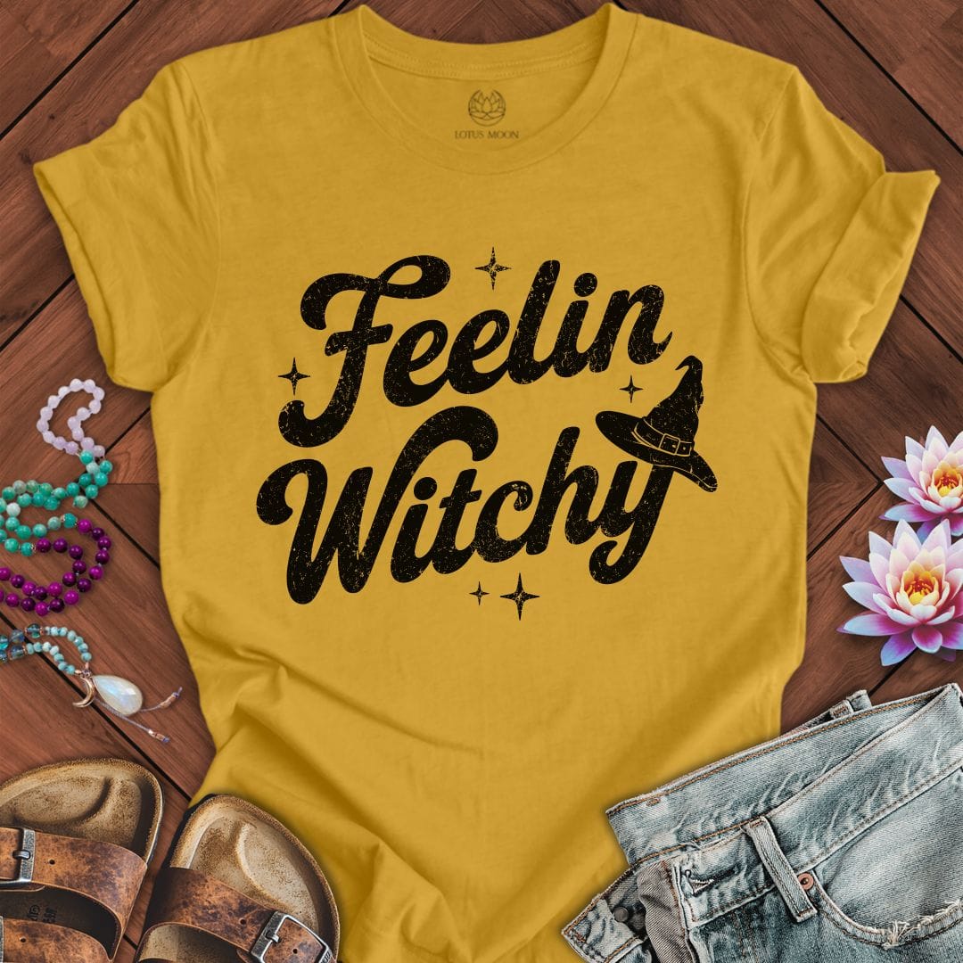 Printify T-Shirt Feelin Witchy Tee Heather Mustard / S