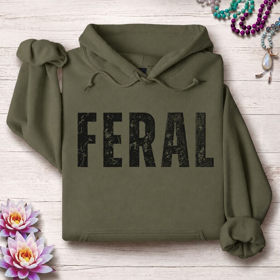 Printify Hoodie Feral Hoodie Military Green / S