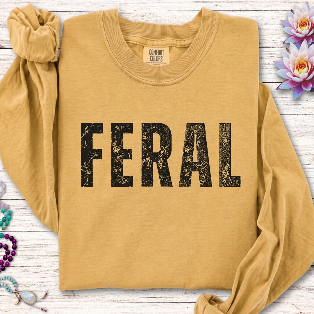 Printify Long-sleeve Feral Long Sleeve Tee Mustard / S