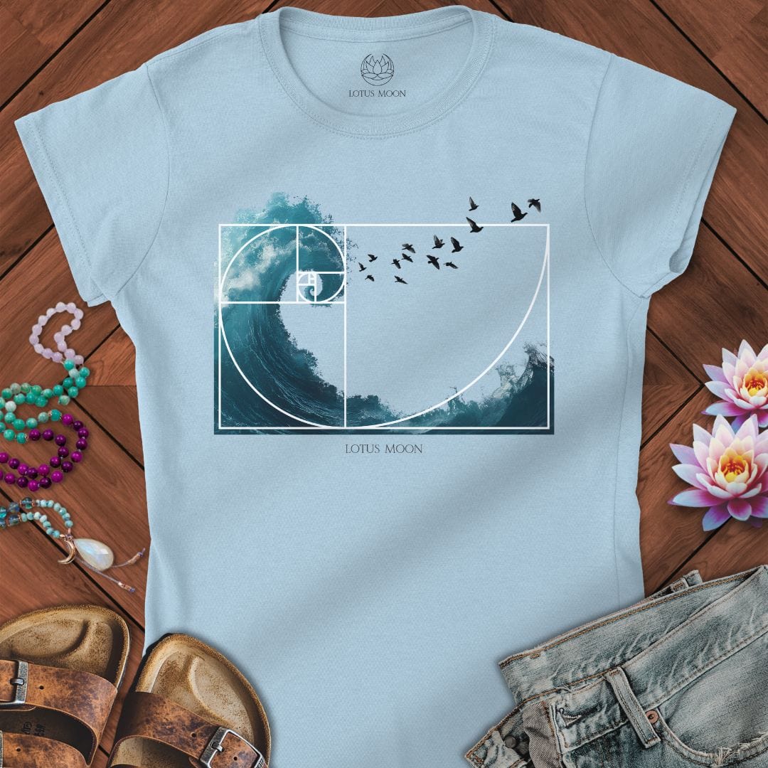 Fibonacci Wave Fitted Tee Light Blue
