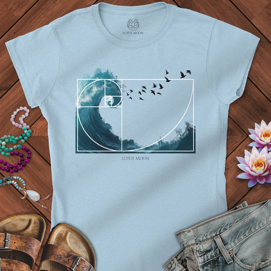 Fibonacci Wave Fitted Tee Light Blue