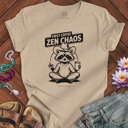 First Coffee Zen Chaos Tee Tan