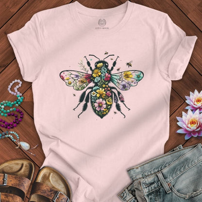 Floral Bee Tee Soft Pink