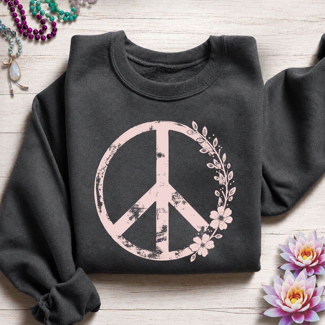 Floral Classic Peace Sweatshirt Dark Heather