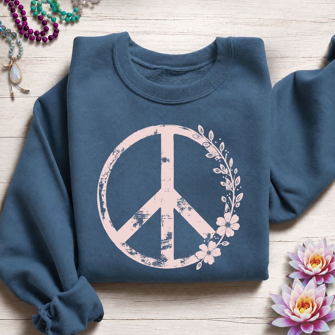 Floral Classic Peace Sweatshirt Indigo Blue