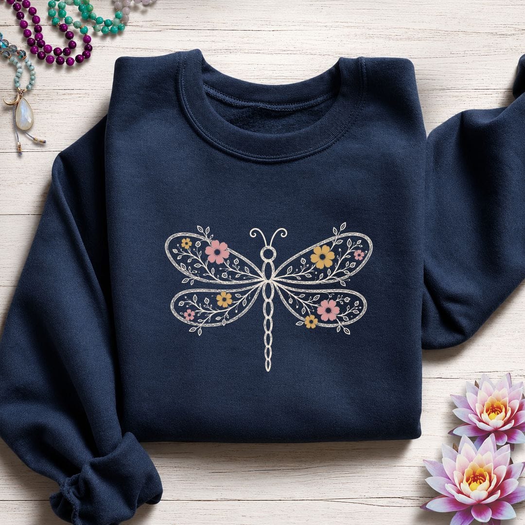 Floral Dragonfly Sweatshirt Navy