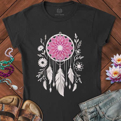 Floral Dreamcatcher Fitted Tee Black