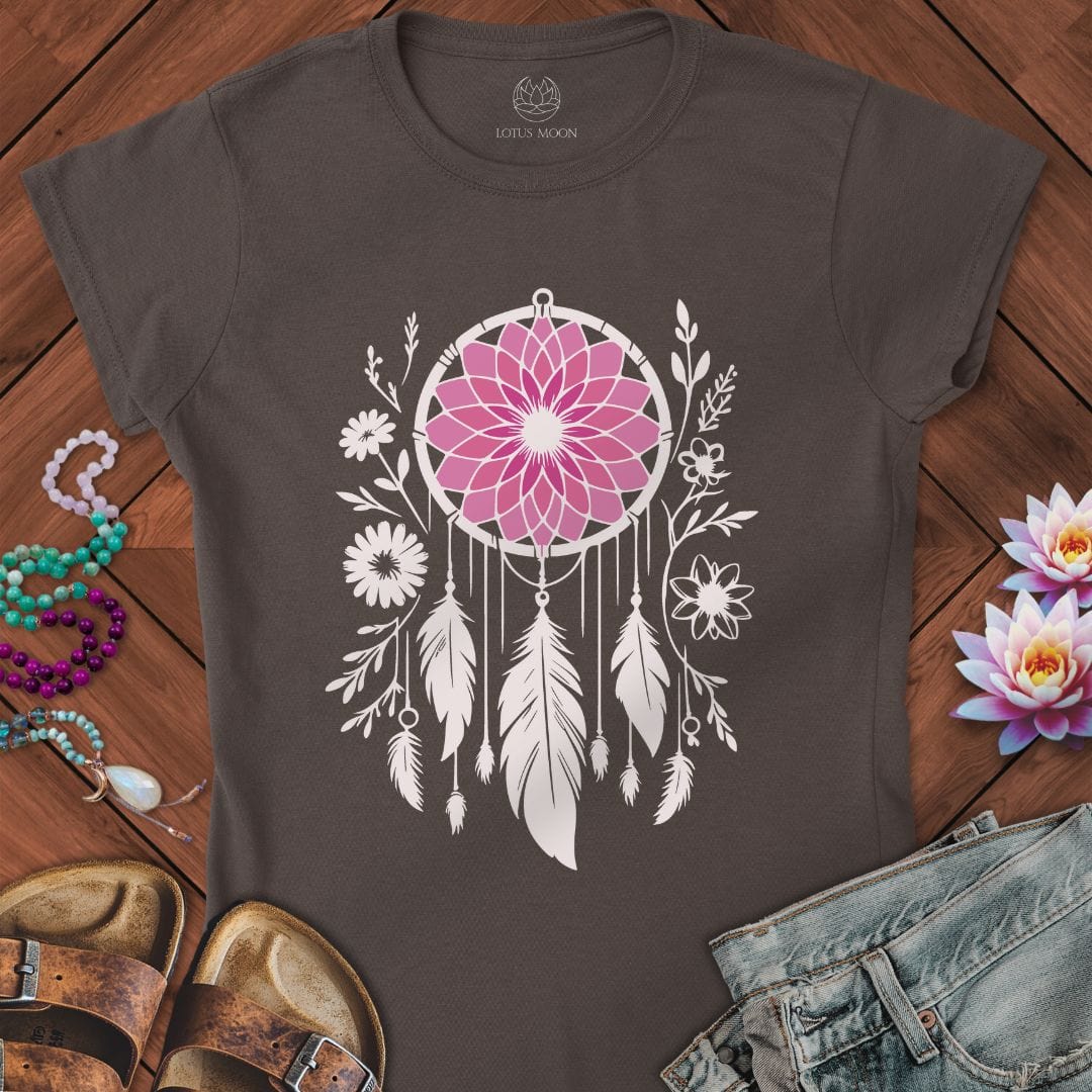Floral Dreamcatcher Fitted Tee Dark Chocolate