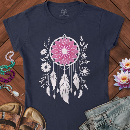 Floral Dreamcatcher Fitted Tee Navy