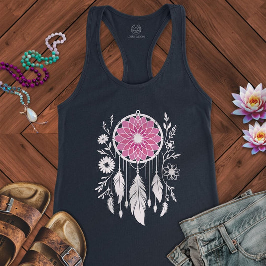 Floral Dreamcatcher Tank Solid Midnight Navy