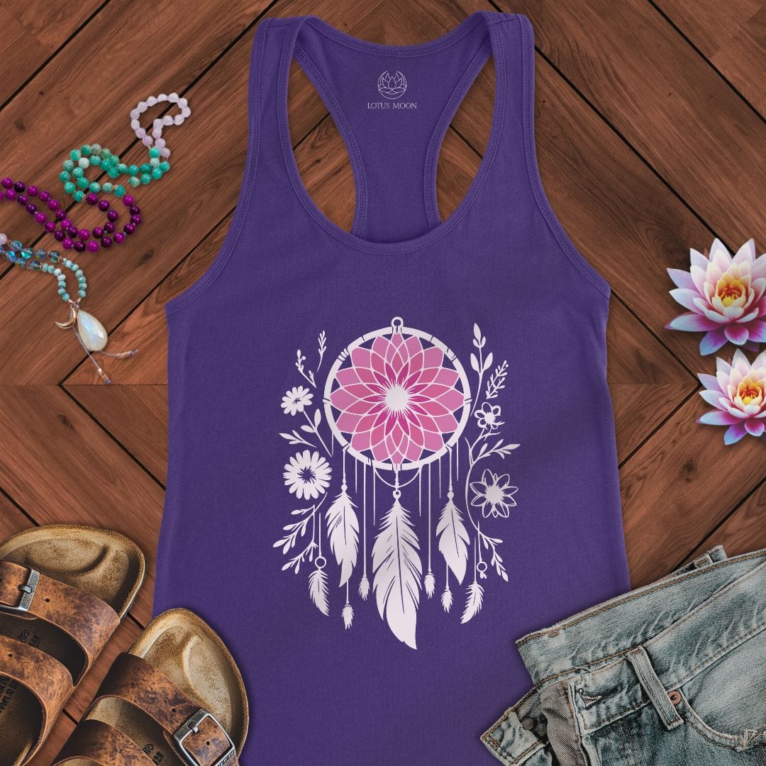 Floral Dreamcatcher Tank Solid Purple Rush