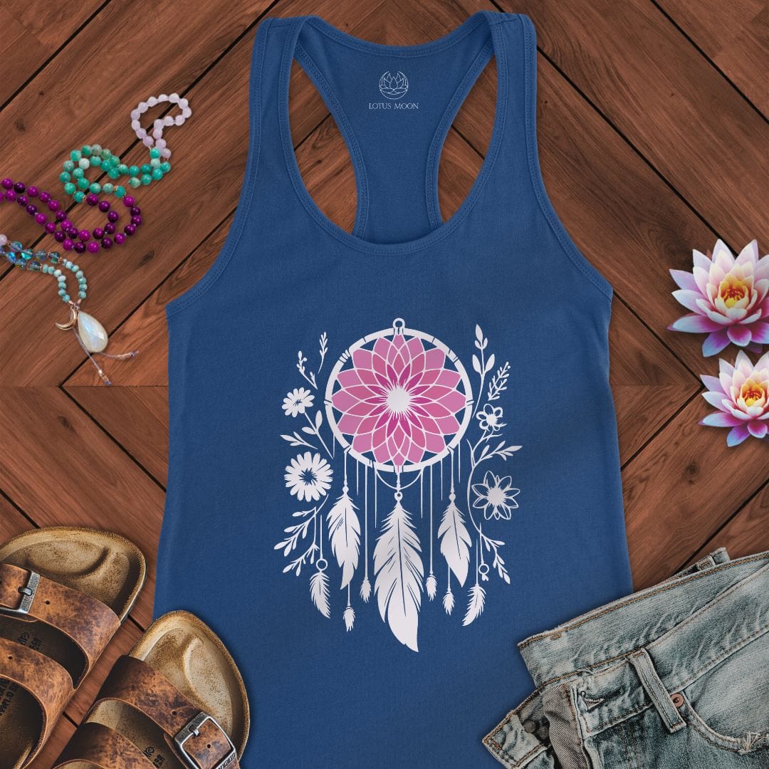 Floral Dreamcatcher Tank Solid Royal
