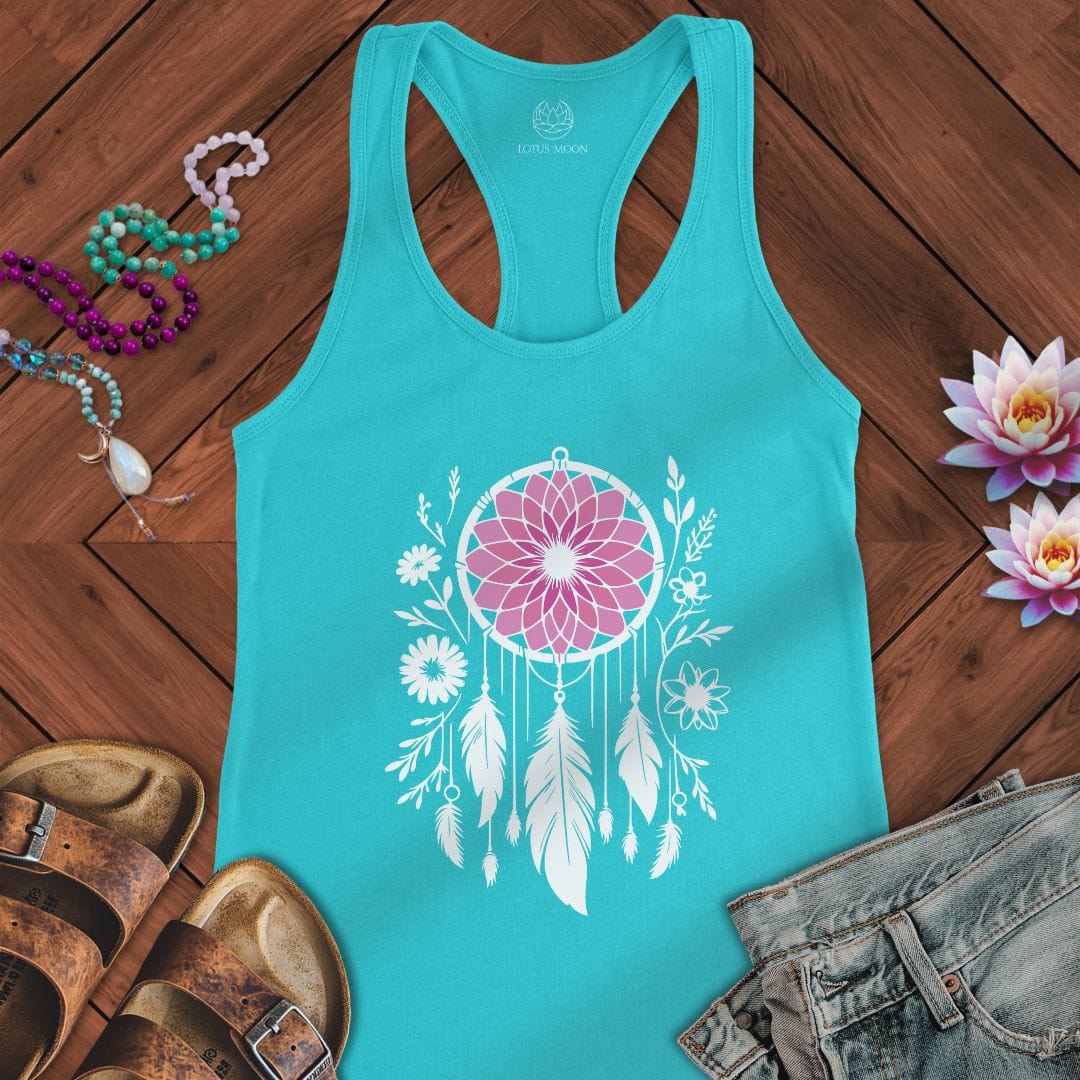Floral Dreamcatcher Tank Solid Tahiti Blue