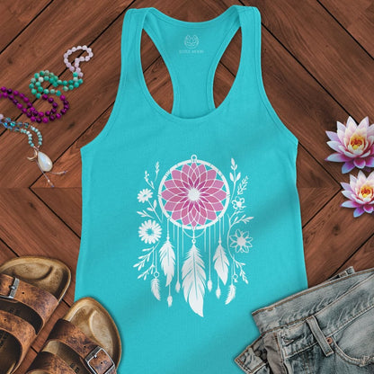Floral Dreamcatcher Tank Solid Tahiti Blue