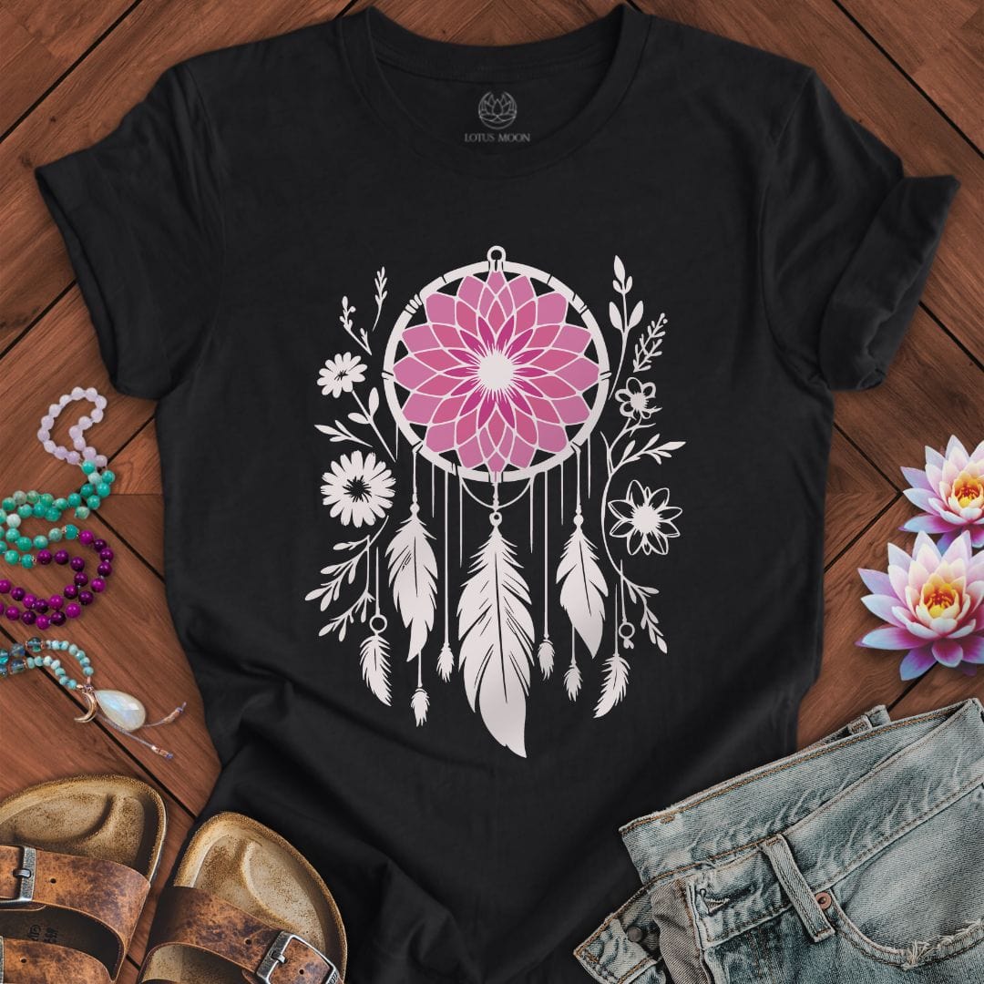 Floral Dreamcatcher Tee Solid Black Blend
