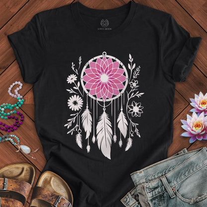 Floral Dreamcatcher Tee Solid Black Blend