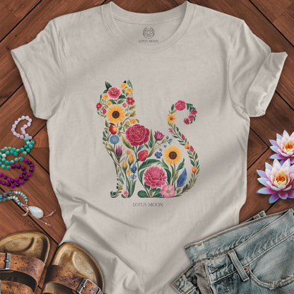 Floral Feline Tee Heather Dust