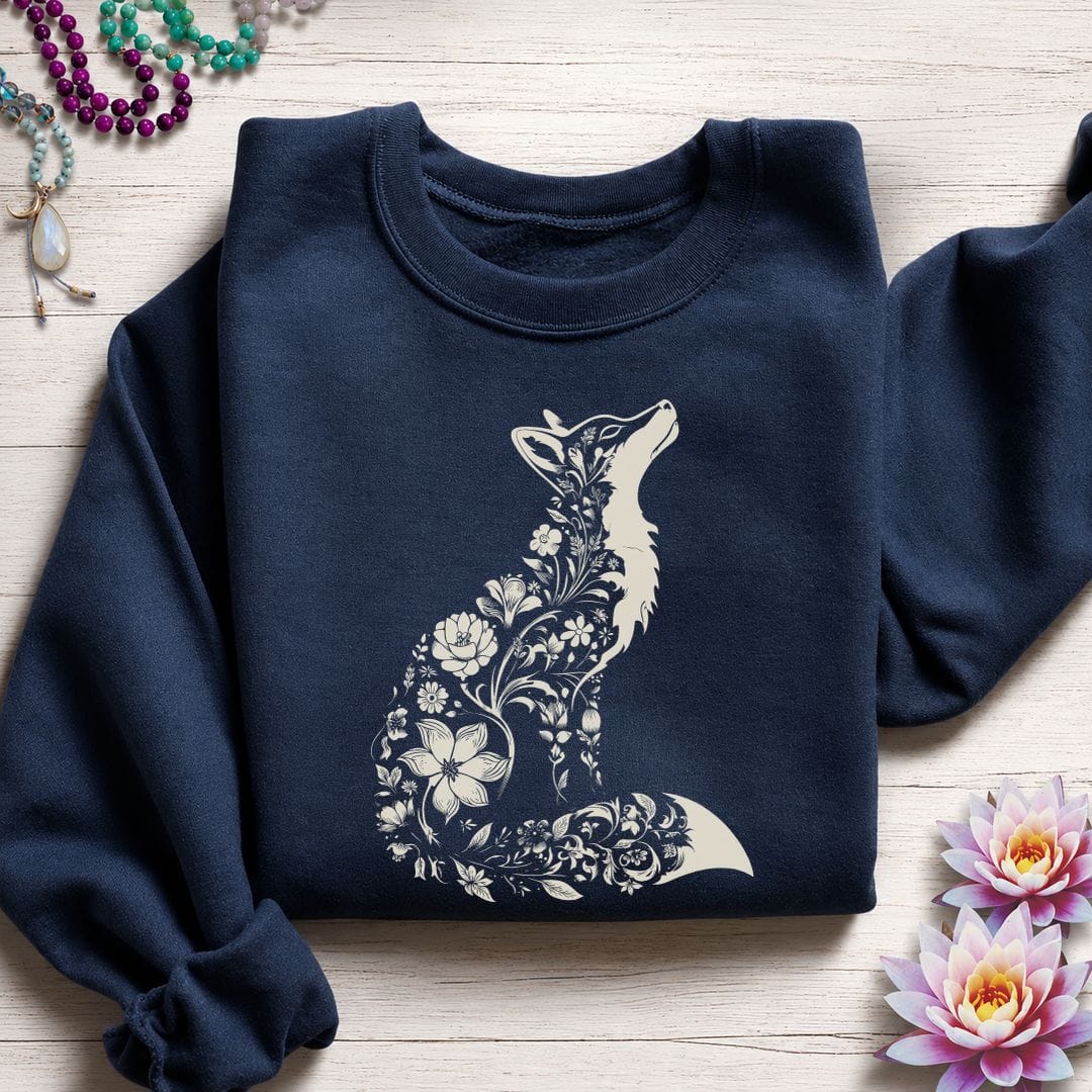 Floral Fox Sweatshirt Navy