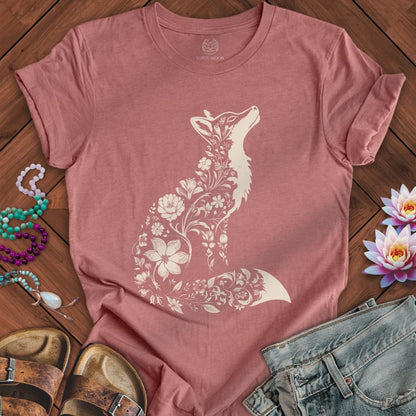 Floral Fox Tee Heather Mauve
