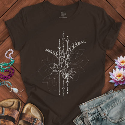 Printify T-Shirt Floral Geometry Tee Brown / S