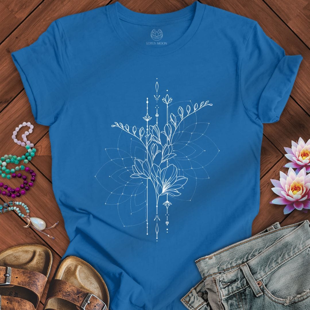 Printify T-Shirt Floral Geometry Tee Columbia Blue / S