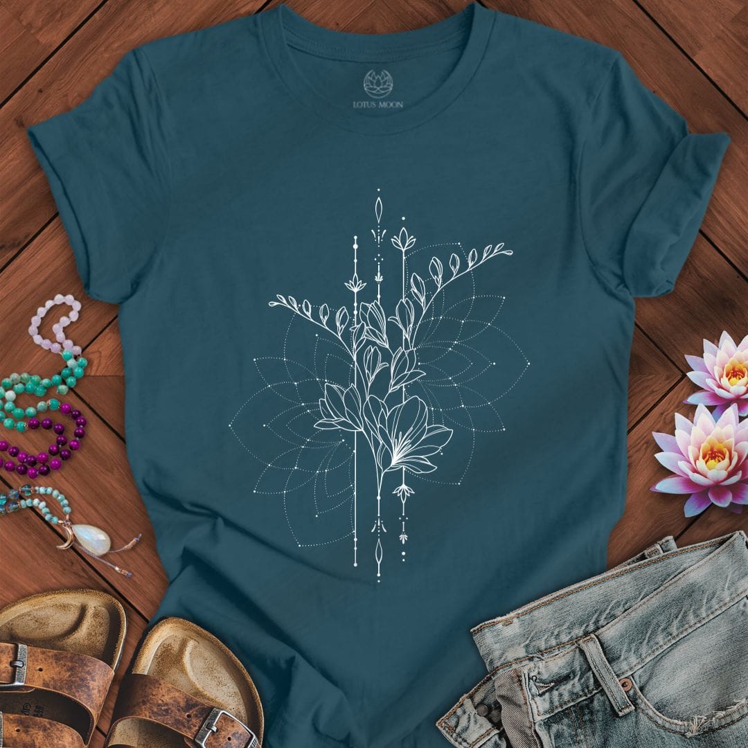 Printify T-Shirt Floral Geometry Tee Deep Teal / S