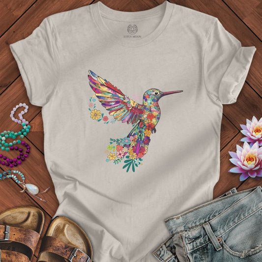 Floral Hummingbird Tee Heather Dust