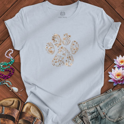 Floral Paw Print Tee Light Blue