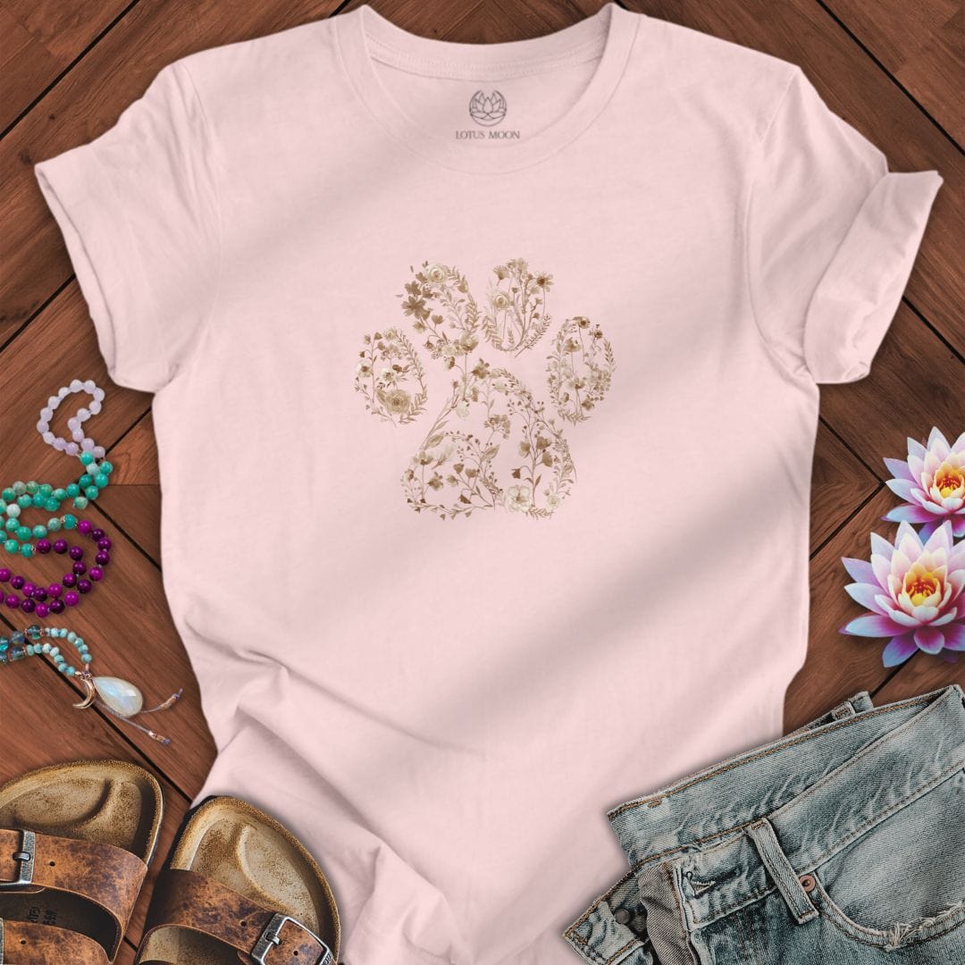 Floral Paw Print Tee Soft Pink