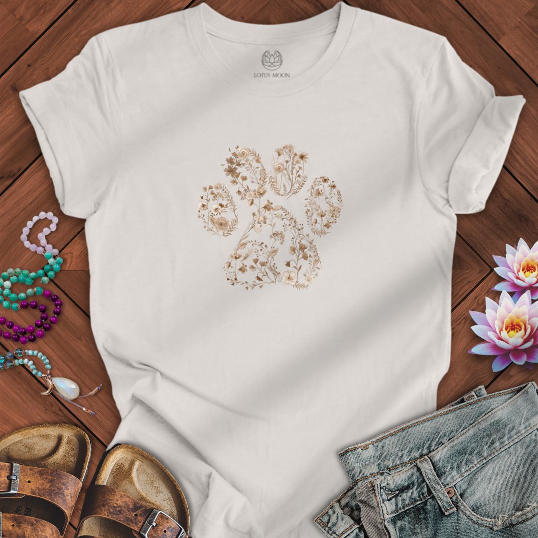 Floral Paw Print Tee Vintage White
