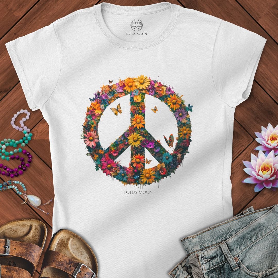 Floral Peace Fitted Tee White