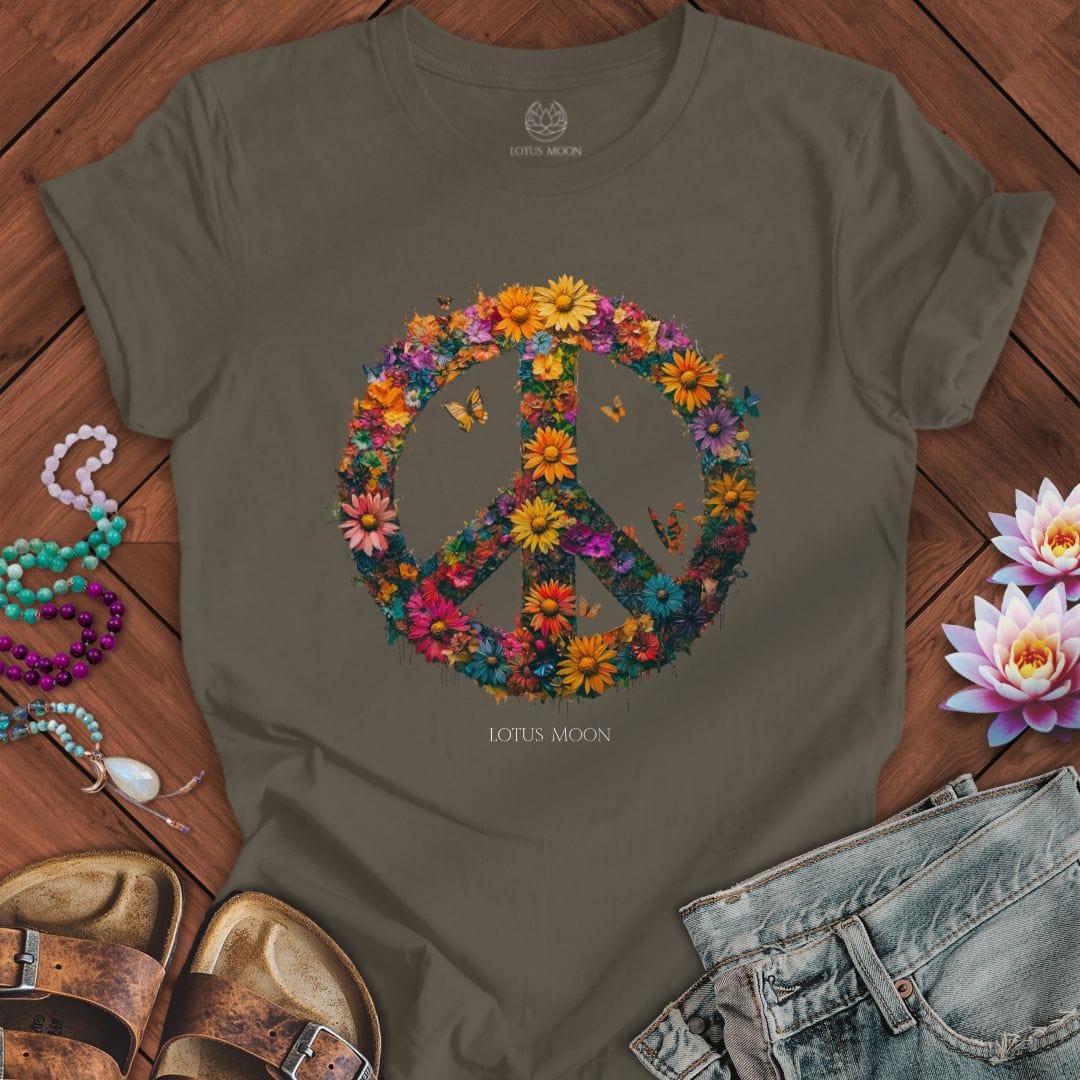 Floral Peace Tee Army