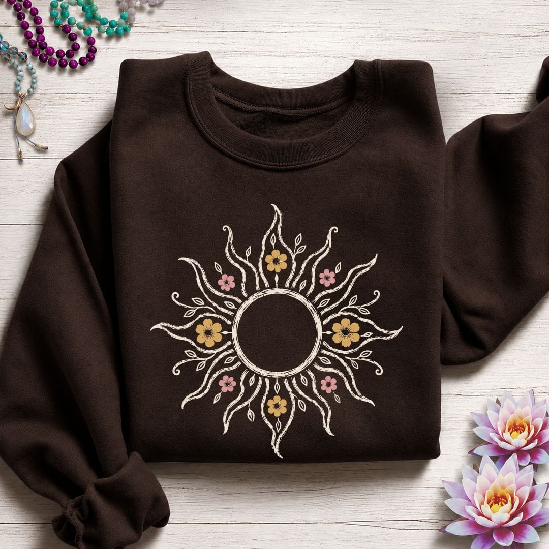 Floral Sun Sweatshirt Dark Chocolate