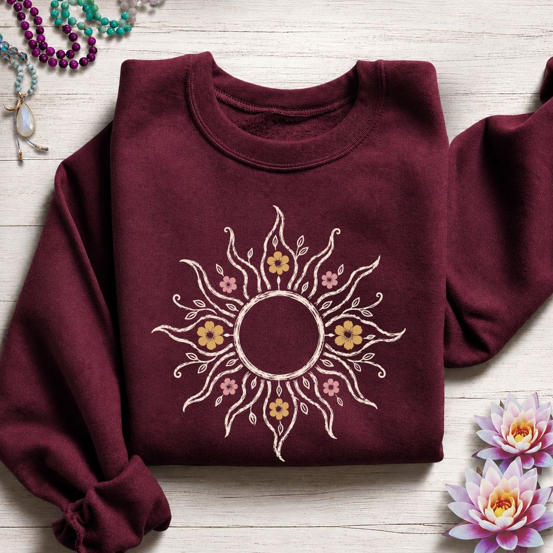 Floral Sun Sweatshirt Maroon