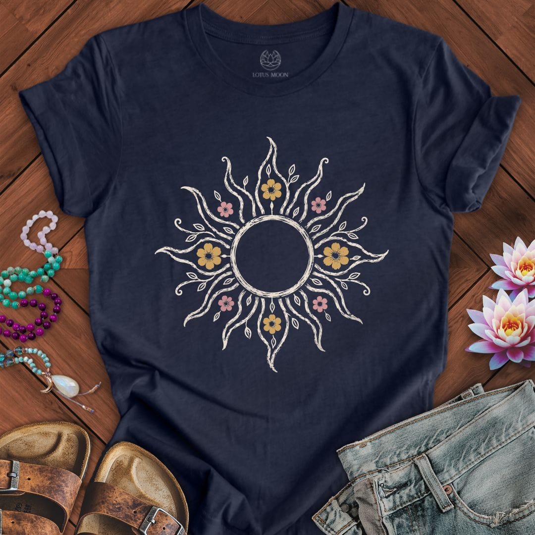Printify T-Shirt Floral Sun Tee Heather Midnight Navy / S